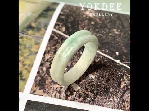 21.4mm A-Grade Natural Light Bluish Green Jadeite Abacus Ring Band No. 161672
