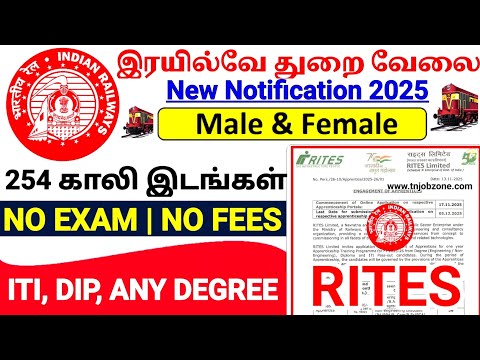 ⭐ Railway Jobs 2025 | RITES Apprentice Recruitment 2025 | 252 Vacancies | No Exam | Apply Online