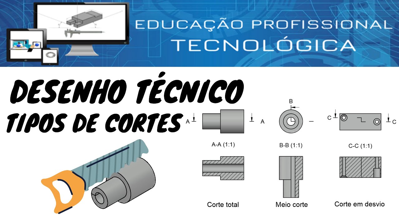Desenho técnico - Tipos de cortes e suas aplicações | Aula 11