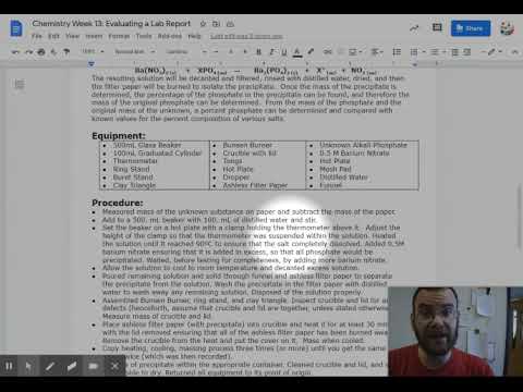 Assignment Explanation: Evaluating a Lab Report