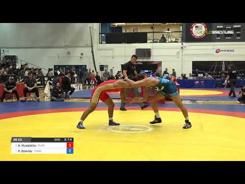 Men's Freestyle 86 RR Rnd 2 - Aleksandr Musalaliev (Russ) vs. Pat Downey (TMWC)