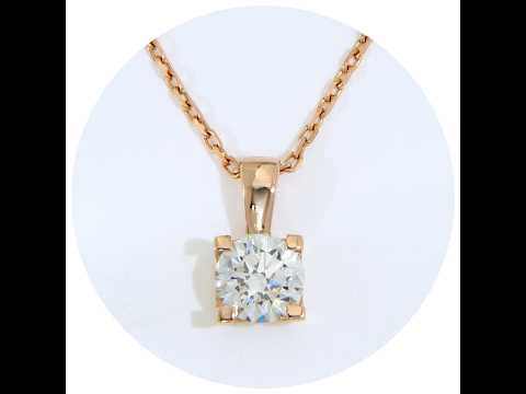 Pandantiv cu lantisor Aur Roz 14k Diamant Natural 0.53ct F VS