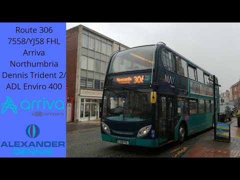 Lovely sounding: Route 306: 7558/YJ58 FHL-Arriva Northumbria-Dennis Trident 2/ADL Enviro 400