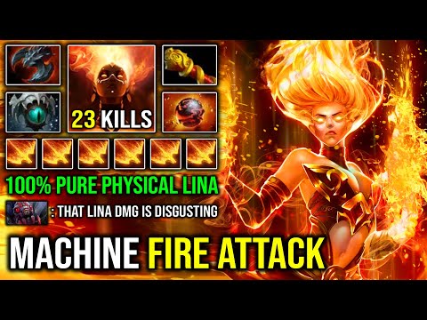 CRAZY PURE PHYSICAL LINA Fire Machine Skadi + Satanic 100% Counter Brood & Puck DotA 2