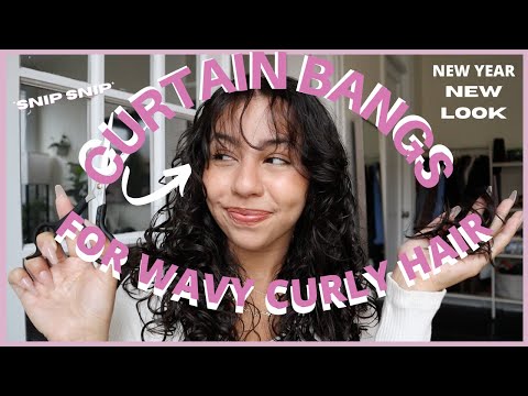 HOW I CUT AND STYLE SHORT CURTAIN BANGS ON WAVY/CURLY...