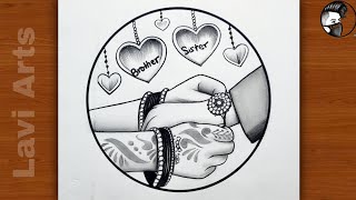 How to draw Brother Sister hand with rakhi | Rakshabandhan drawing easy and beautiful | Lavi Arts
