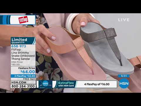 FitFlop Lina Shimmy Snake Embossed Thong Sandal