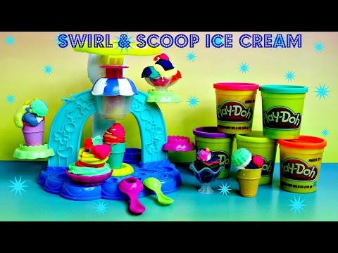 PLAY-DOH Scoops ICE CREAM MAKER*Playdoh Swirl & Scoop Ice Cream Sundea Waffle Cone Desert Video