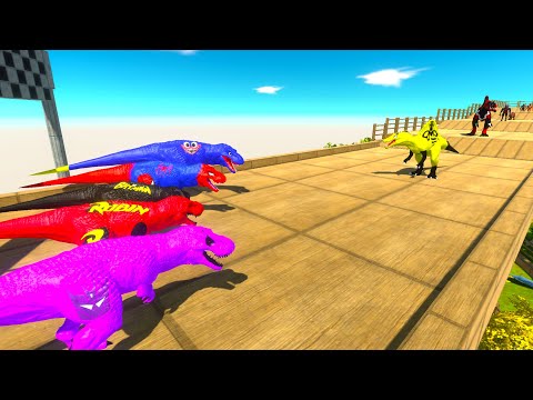 5x MARVEL T-REX vs SPINOSAURUS DEATH RUN - Animal Revolt Battle Simulator