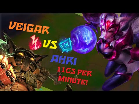 Veigar vs Ahri Full game | (D2 Elo) 11 CS PER MIN | 1V9 Gameplay