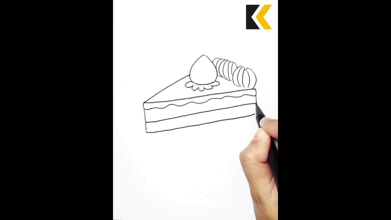 How To Draw A Piece Strawberry Cake Easily #cake #drawing #strawberrycake