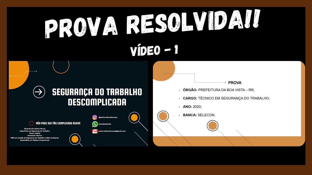 CONCURSO SEGURANÇA DO TRABALHO PROVA ESPECÍFICA COMENTADA 2020 [TÉCNICO EM SEGURANÇA DO TRABALHO]