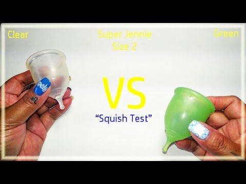 Super Jennie Size 2 Clear vs Green "Squish Test" - Menstrual Cup