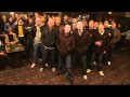 Football hooligans singing song 