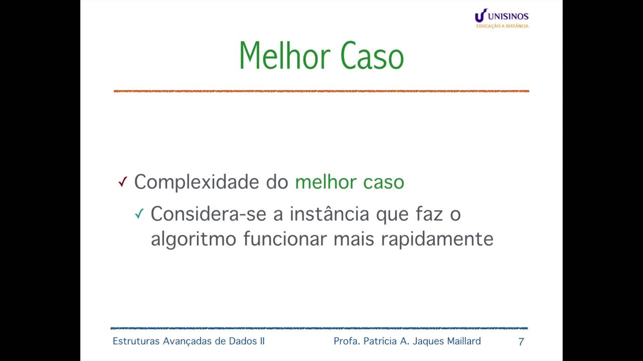 Videoaula 2.1 - Complexidade: Pior Caso, Melhor Caso e Caso Médio