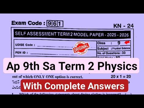 9th class physics Sa Term-2 question paper and answers 2026|💯Ap 9th Sa-2 physics question paper