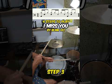 ⚡4 STEPS to play 'I Miss You' by BLINK 182!  Beginner Drum Lesson #shorts #drumlessons #drumgroove