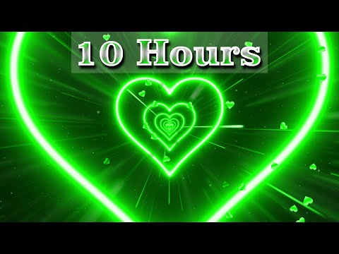 Neon Lights Love Heart Tunnel Background Video(10-Hour No Sound)💚 Green Neon Heart - Wallpaper Heart