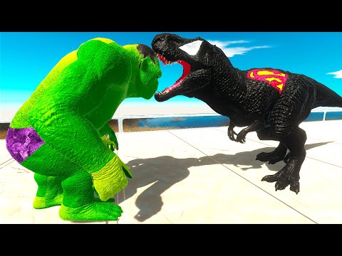 GORO HULK vs DARK SUPERMAN T-REX DEATH RUN - Animal Revolt Battle Simulator