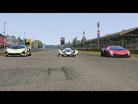 Lamborghini V12 Vision GT vs Lamborghini Veneno vs Lamborghini Sian at Monza Full Course