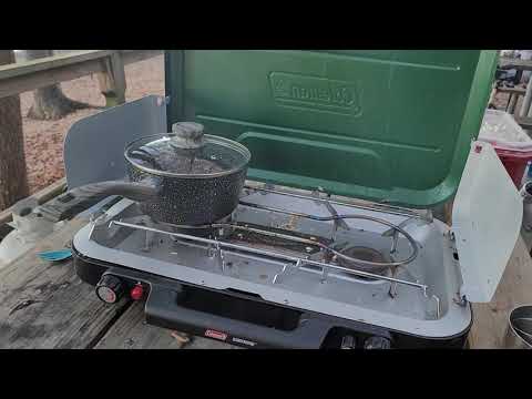 coleman even temp 3 burner camp stove.