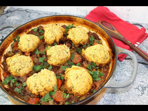"One-Pot" Meal. Cornbread, cooked in a Beef Stew.