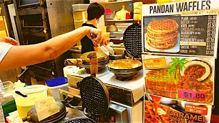 Famous Pandan Waffle | Gula Melaka Coconut Waffle | Singapore Street Food