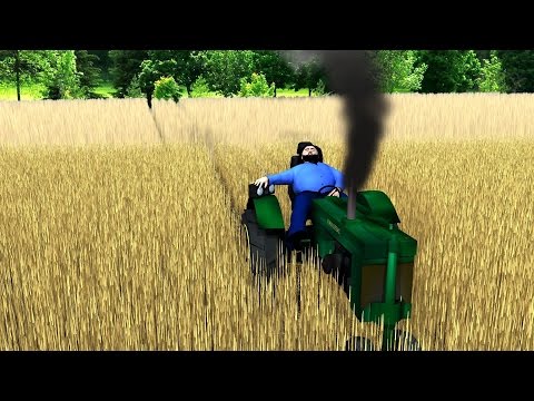3D animation test Tractor through fence