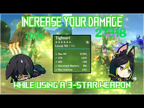 Increase Tighnari Damage ! C0 F2P showcase (3-star weapon ) #tighnari #genshinimpact