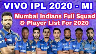 IPL 2020 :- MUMBAI INDIANS FULL SQUAD & PLAYER LIST IN IPL 2020 [ PREDICTION ]