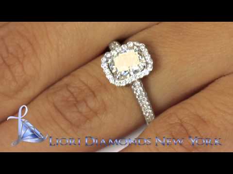 ER-SOLD-064 - 1.77 Carat G-VS2 Cushion Cut Diamond Engagement Ring 18k Pave Halo Vintage Style