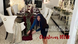 GLAM DINING ROOM CHRISTMAS DECOR 🌲 CLEAN & DECORATE WITH ME🌲HOW TO DECORATE A DINING ROOM