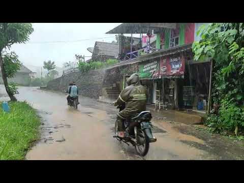 Super Heavy Rain in My village and Storm Thunder | Walk in Village Life in Indonesian Mountains
