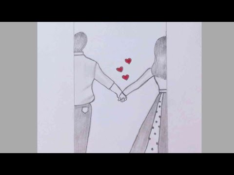 Romantic Couple Holding Hands Drawing Pencil Sketch / Love couple drawing / Love Drawing Easy