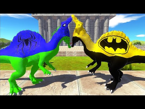 BATMAN SPINOSAURUS vs SUPERMAN SPINOSAURUS DEATH RUN - Animal Revolt Battle Simulator