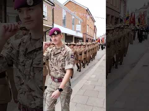 British army Gurkha regiment marching through Woodbridge #shortvideo #army