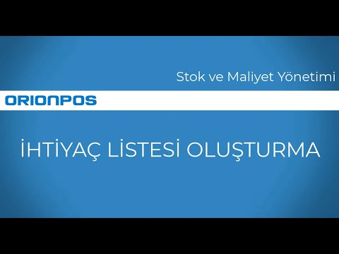 İhtiyaç Listesi Oluşturma