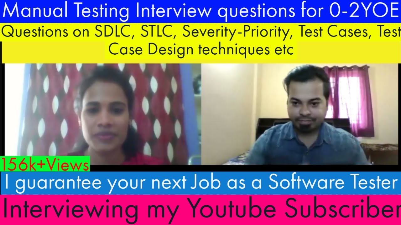 Software Testing Mock Interview for 0-2 YOE Candidate | Manual Testing mock Interview | QA