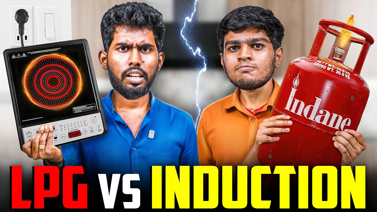 Gas Stove vs Induction stove Cooking 😂 | தீ-சக்தி🔥 vs மின்சக்தி⚡️சமையல் | #a2d #lpg #i
