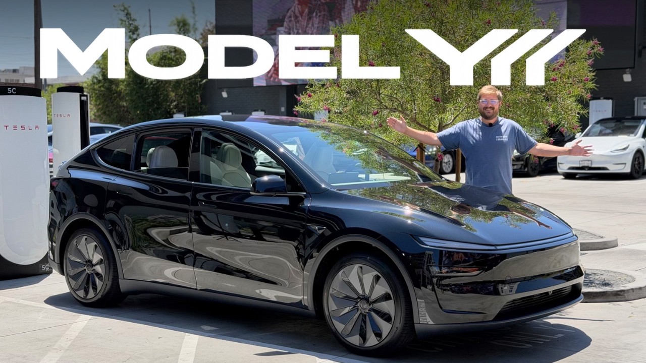 Tesla Model Y L three row electric SUV at a launch event