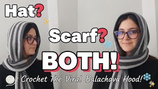 Hat? Scarf? Both! Crochet The Viral Balaclava Hood! #winter #cute #trendyfashion