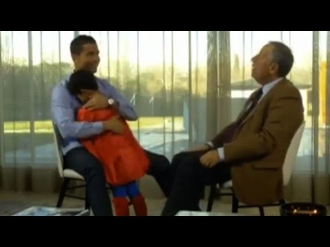 Cristiano Ronaldo's son interrupts interview as Superman | English subtitles