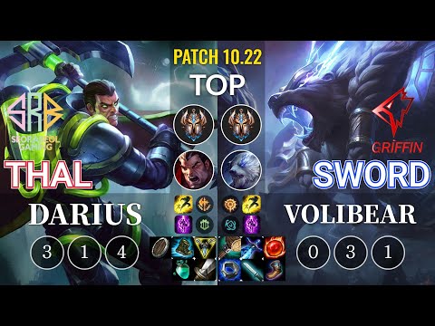 SRB Thal Darius vs GRF Sword Volibear Top - KR Patch 10.22