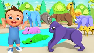 Baby Learns Animals 🐯🧩 | Fun Wild Animal Wooden Puzzle Build! Educational Fun Activities For Kids