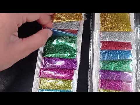 CARTELA DE GLITTER COM 12 CORES