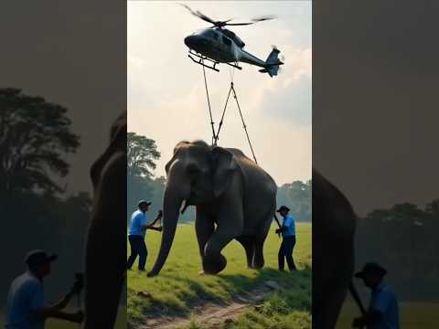 Helicopter Rescues Elephant from Drain