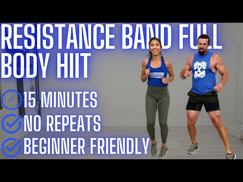 15 Minute Full Body Resistance Band HIIT Workout - No Repeats