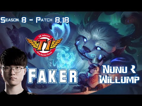 SKT T1 Faker NUNU & WILLUMP vs LEE SIN Jungle - Patch 8.18 KR Ranked