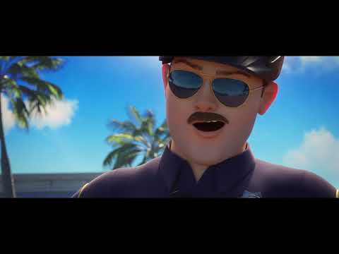 SCOOB! final trailer frame — Mystery Inc. assembled while a pop-forward soundtrack and modernized cartoon score rev