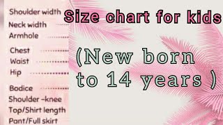 Size charts for new born to 14 years kids | 2020 |